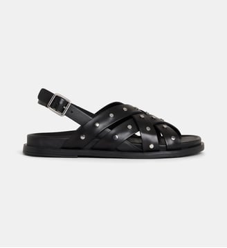Sandales plates Adelash studs cuir - Geox - Noir