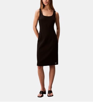 Robe droite sans manches mi-longue signature - Calvin Klein - Noir