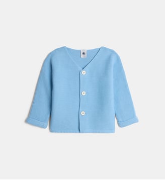 Cardigan maille mousse coton - Petit Bateau - Bleu ciel