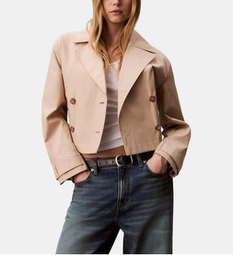 Veste droite courte en coton - Calvin Klein - Beige