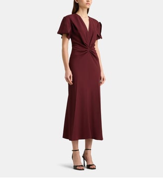 Robe V neck ajustée mi-longue - Victoria Beckham - Rouge