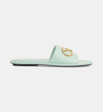 Sandales Surge plates en cuir signature - Sergio Rossi - Vert d'eau