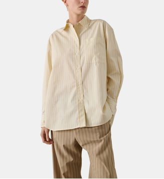 Chemise droite Carlotta motif rayé en coton - Soeur - Jaune et écru