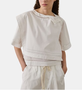 Blouse droit Irene en coton détails ajourés - Soeur - Blanc