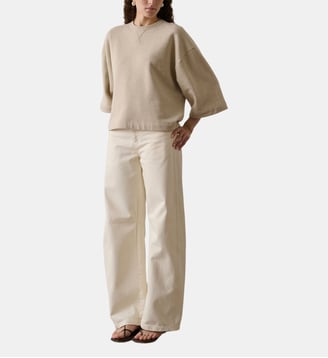Sweatshirt droit Iksan en coton mélangé manches courtes - Soeur - Beige chiné