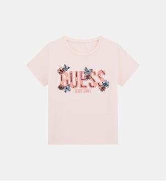 T-shirt droit à imprimé  - Guess - Rose pale