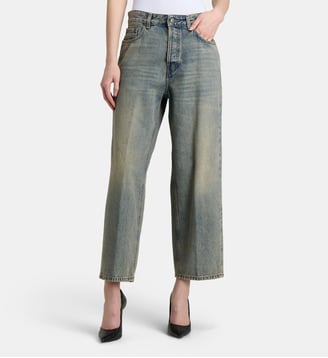 Jean Betty droit en coton effet délavé - Haikure - Bleu denim