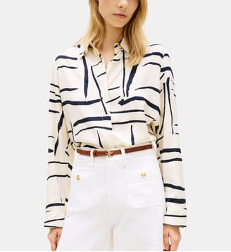 Chemise droite fluide - Tommy Hilfiger - Écru et noir