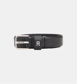 Ceinture signature en cuir  - Tommy Hilfiger - Noir