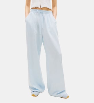 Pantalon large en lin mélangé - Tommy Hilfiger - Bleu et blanc