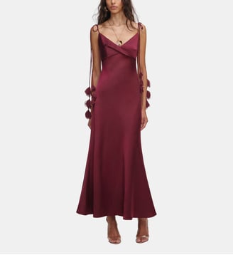Robe midi cordon floral - Self Portrait - Bordeaux