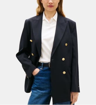 Blazer croisé mi long - Tommy Hilfiger - Bleu marine