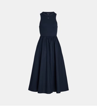Robe longue évasée coton sans manches - Tommy Hilfiger - Bleu marine