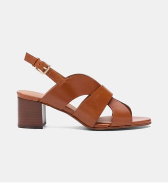 Sandales à talons 551 en cuir - Rivecour - Cognac