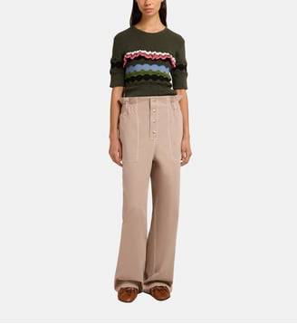 Pantalon ample en gabardine de coton - Marni - Ciment