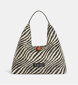 Sac cabas signature à motif - Marni - Noir