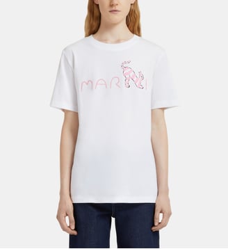 T-shirt droit en coton signature - Marni - Blanc
