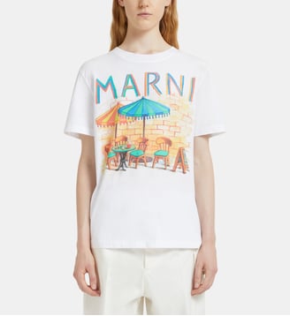 T-shirt ample signature à imprimé - Marni - Blanc et multicolore