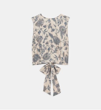 Top sans manches à motif Timy - Petite Mendigote - Blanc et bleu