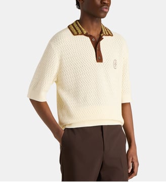 Polo Maille Ajouré D Miroir coton - Drôle De Monsieur - Off white