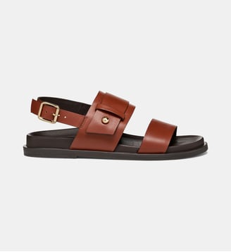 Sandales plates en cuir signature - Geox - Camel