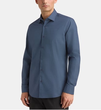 Chemise ajustée MMIRO popeline coton bio - Galeries Lafayette - Bleu foncé