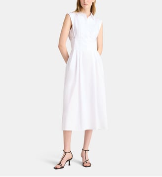 Robe chemise longue sans manches coton - Guess - Blanc