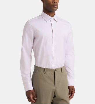 Chemise ajustée MSRRAE rayures sans repassage coton bio - Galeries Lafayette - Rose