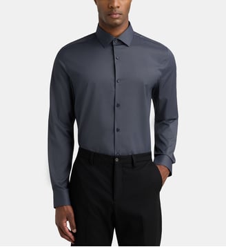 Chemise ajustée MTECPRI micro vagues - Galeries Lafayette - Bleu foncé