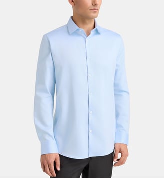 Chemise ajustée MSRPIN sans repassage coton - Galeries Lafayette - Bleu clair