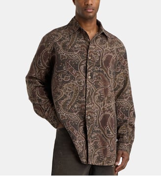 Chemise droite Vast paisley coton et lin - Our Legacy - Marron