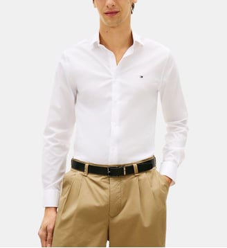 Chemise droite signature - Tommy Hilfiger - Blanc