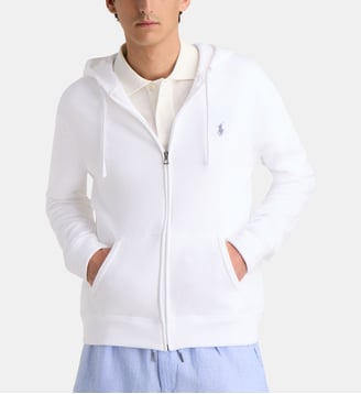Sweat droit zippé en coton mélangé signature - Polo Ralph Lauren - Blanc et gris