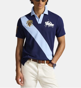 Polo droit en coton imprimé - Polo Ralph Lauren - Bleu