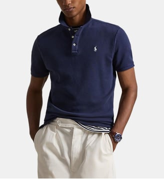 Polo ajusté Mc Terry en coton mélangé signature - Polo Ralph Lauren - Bleu marine