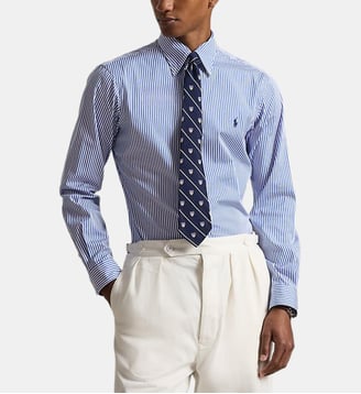 Chemise droite à rayures en coton signature - Polo Ralph Lauren - Bleu et blanc