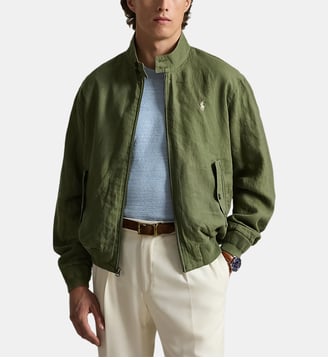 Blouson droit en lin signature - Polo Ralph Lauren - Vert kaki