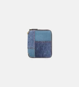 Porte-monnaie zippé en denim - Comme des Garçons WALLETS - Bleu brut