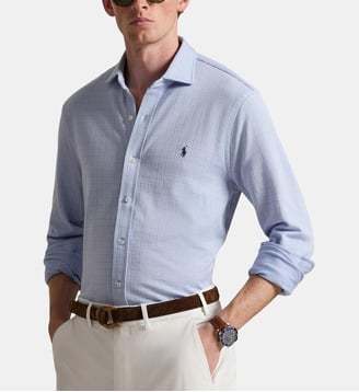 Chemise ajusté à carreaux signature en coton - Polo Ralph Lauren - Bleu clair