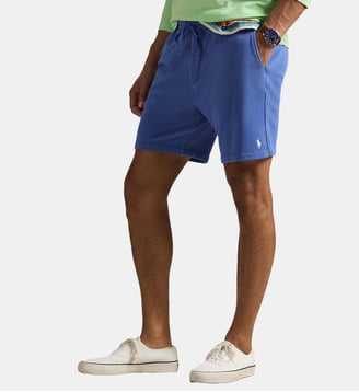 Short Terry droit en coton mélangé - Polo Ralph Lauren - Bleu moyen