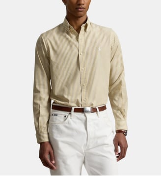 Chemise droite à rayures en coton signature - Polo Ralph Lauren - Sable