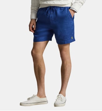 Short droit cordon signature en lin - Polo Ralph Lauren - Bleu foncé