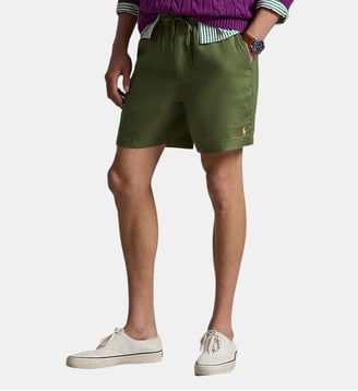 Short droit cordon signature en lin - Polo Ralph Lauren - Vert kaki
