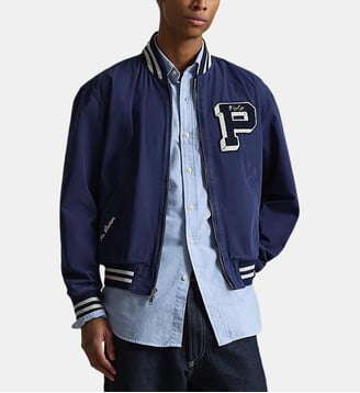 Veste d'athlétisme droite en toile brodée signature - Polo Ralph Lauren - Bleu marine