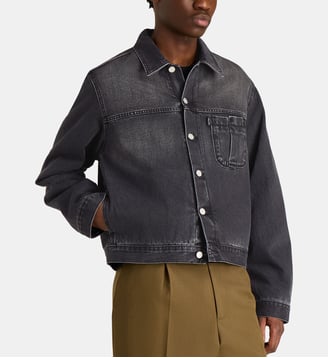 Veste en jean droite à poche poitrine pliée coton denim - Arte - Noir clair