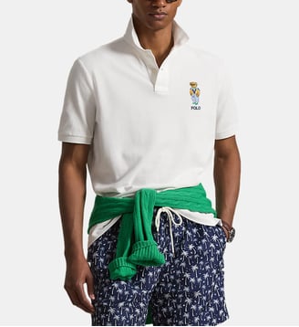 Polo droit en coton imprimé signature - Polo Ralph Lauren - Blanc