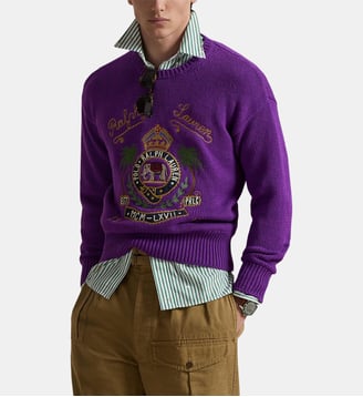 Pull Blason droit en coton - Polo Ralph Lauren - Violet