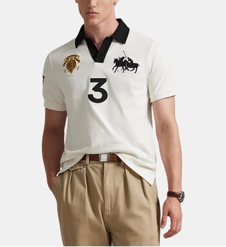Polo ajustée en jersey de coton à écusson - Polo Ralph Lauren - Blanc