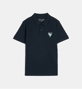 Polo P-Lary signature en coton - Teddy Smith - Bleu marine
