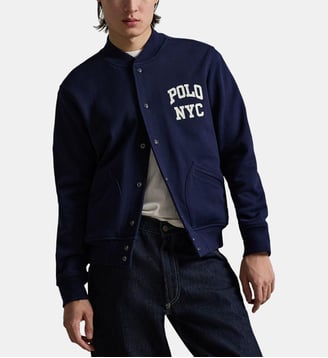 Sweat Bomber Polo NYC droit en coton mélangé - Polo Ralph Lauren - Bleu marine